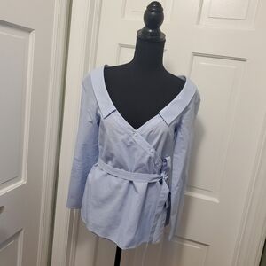 Zara Elegant Blue Women's Wrap Top